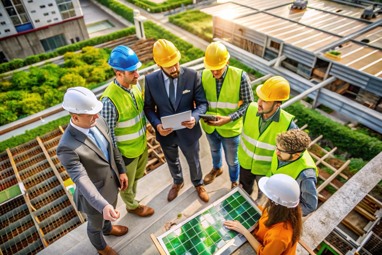 Construction professional presenting project plans